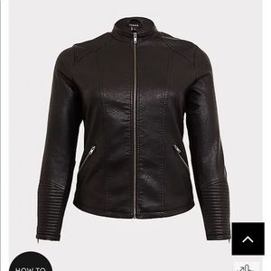 BLACK FAUX LEATHER MOTO JACKET